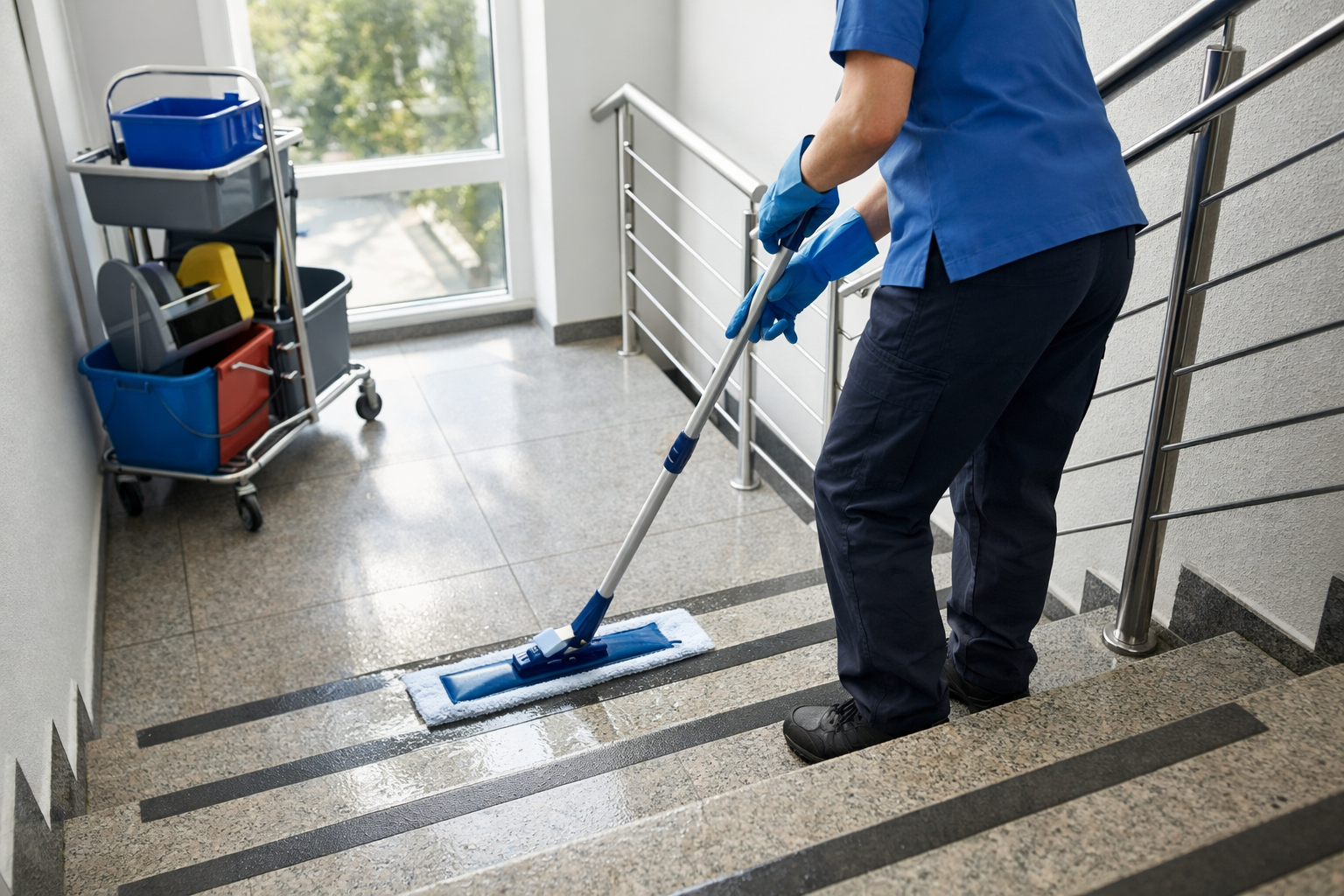 Treppenhausreinigung in einem Mehrfamilienhaus